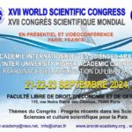 INVITATION  – AU XVII CONGRÈS SCIENTIFIQUE MONDIAL EN PRÉSENTIEL ET VIDÉOCONFÉRENCE